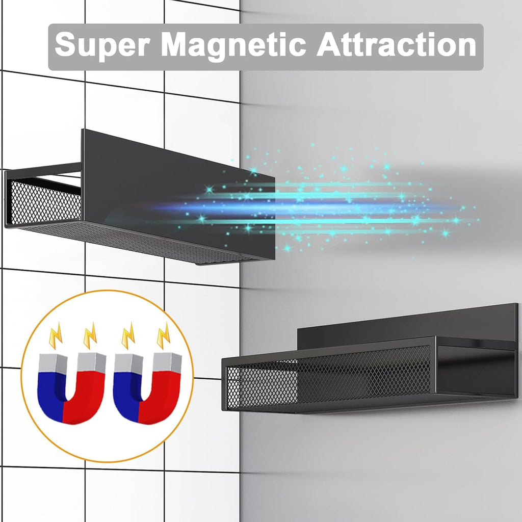 Magnetic Spice Rack Set for Refrigerator - 2 Pack with Adjustable Hooks for Kitchen Organization and Storage