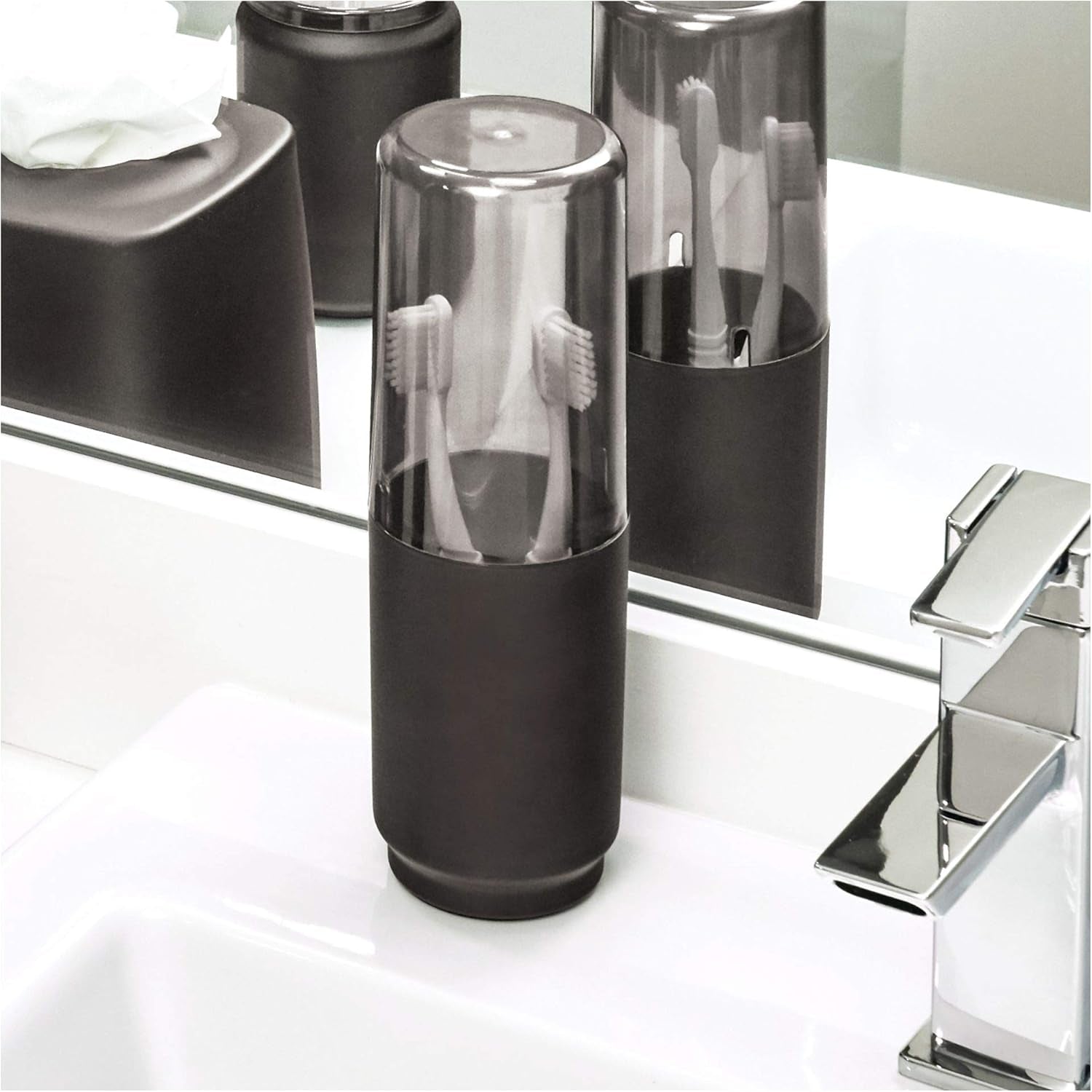 Idesign 28027 Austin Case, Metal and Plastic Stand with Cover, Regular and Elect