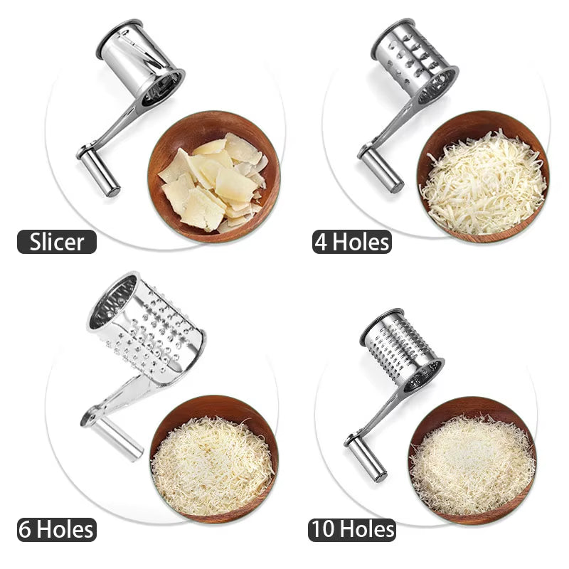 4 Drums Blades Rotary Cheese Grater Stainless Steel Cheese Slicer Shredder Butter Cutter Kitchen Gadgets
