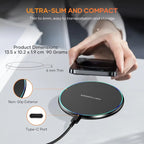Mini LED Wireless Charger Pad for Iphone 16 15 14 13 12 8 X Pro Max Samsung Xiaomi Induction Fast Charging Dock Station