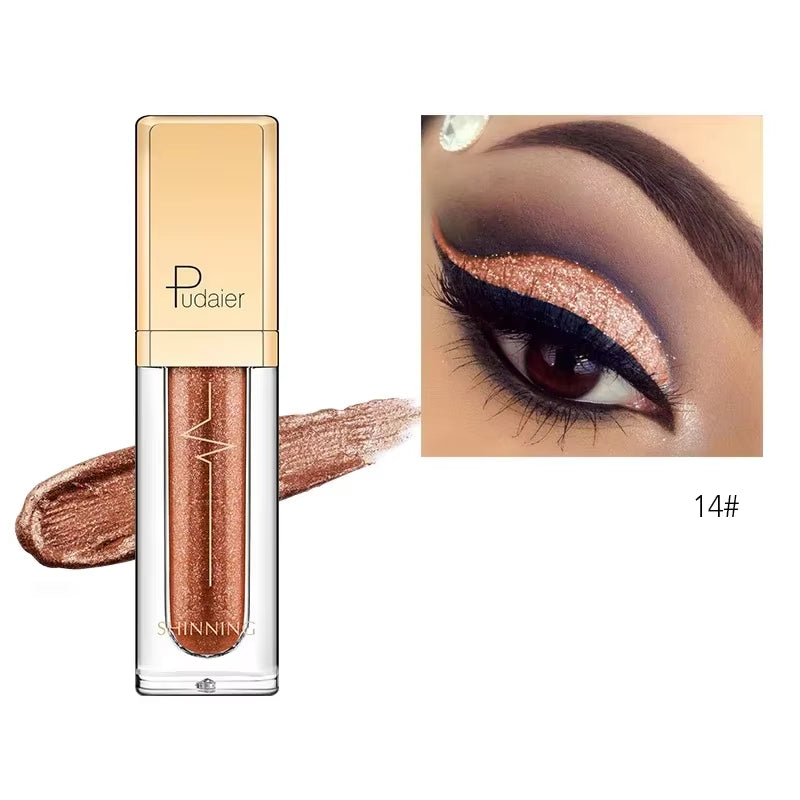 New Make up Liquid Eyeshadow Waterproof Glitter Pigments Purple Gold Metalic Women Beauty Gel Eye Shadow Cream 18 Colors Makeup