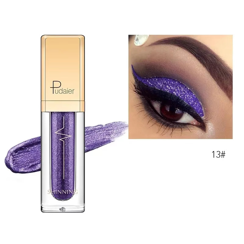 New Make up Liquid Eyeshadow Waterproof Glitter Pigments Purple Gold Metalic Women Beauty Gel Eye Shadow Cream 18 Colors Makeup