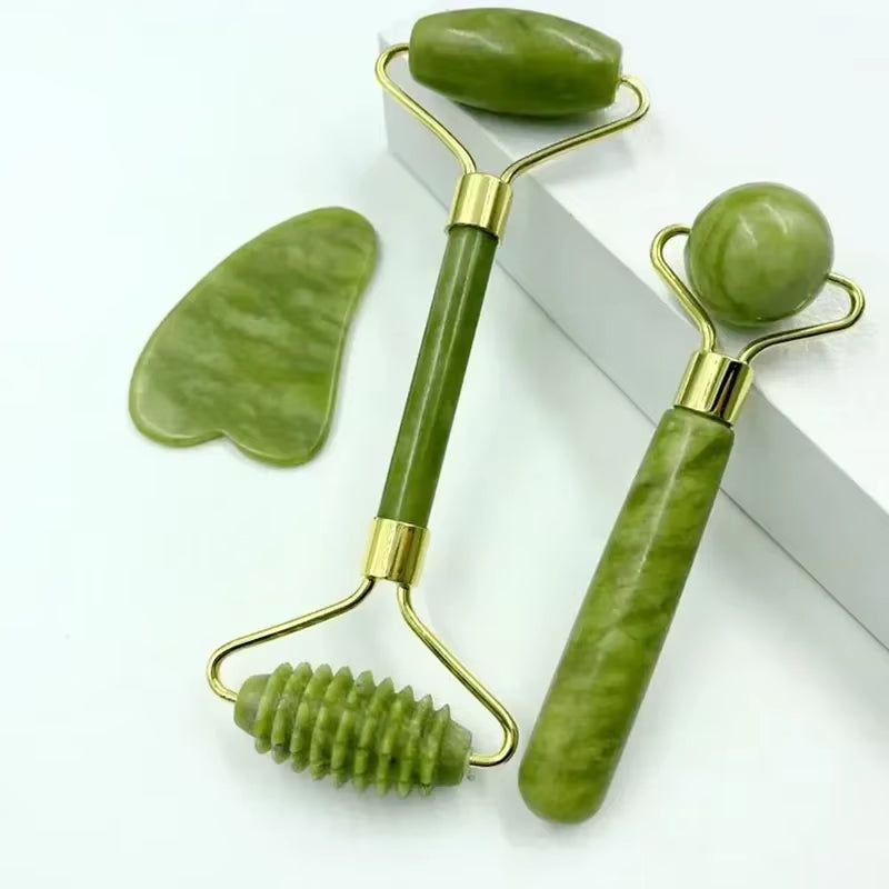 Facial Smooth Beauty Massage Natural Jade Roller Massager Face Liftting Massager Anti-Wrinkle Gua Sha Beauty Skin Care Tool
