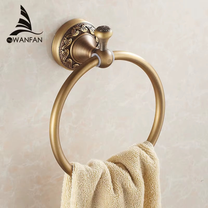 New Arrival Euro Style Wal-Mount Antique Bronze Towel Ring Classic Bathroom Accessories Bath Towel Holder Bath Hardware 3707F