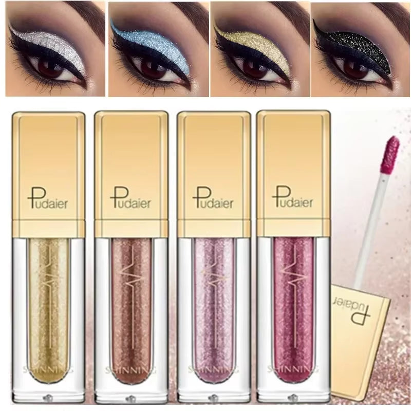 New Make up Liquid Eyeshadow Waterproof Glitter Pigments Purple Gold Metalic Women Beauty Gel Eye Shadow Cream 18 Colors Makeup