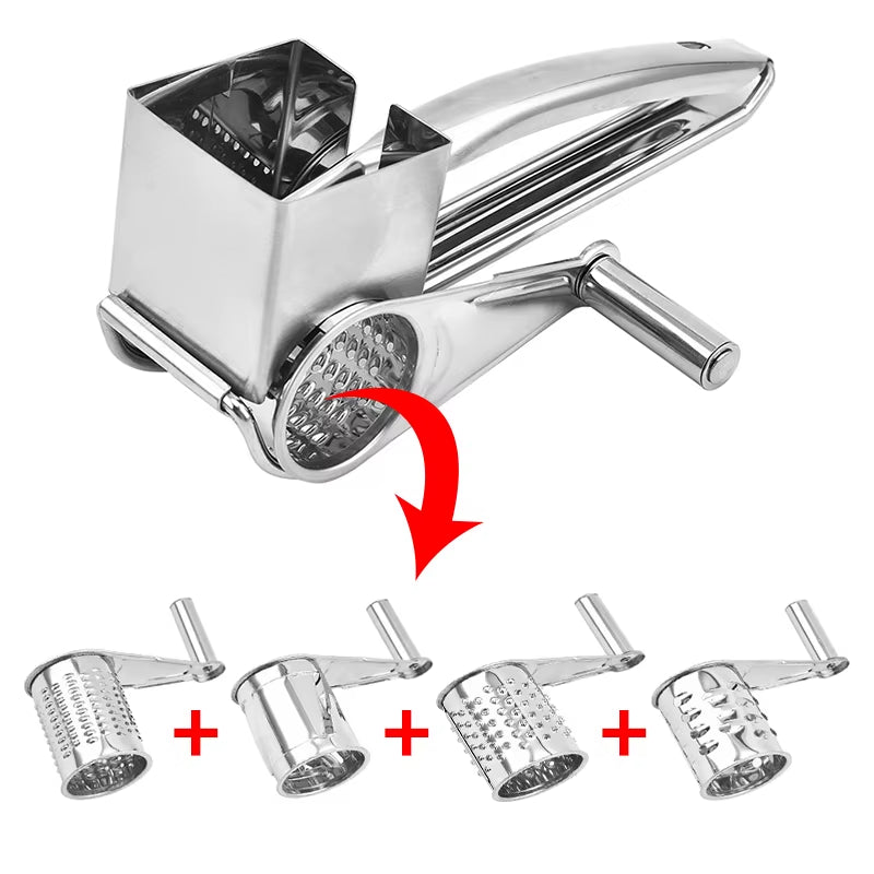 4 Drums Blades Rotary Cheese Grater Stainless Steel Cheese Slicer Shredder Butter Cutter Kitchen Gadgets