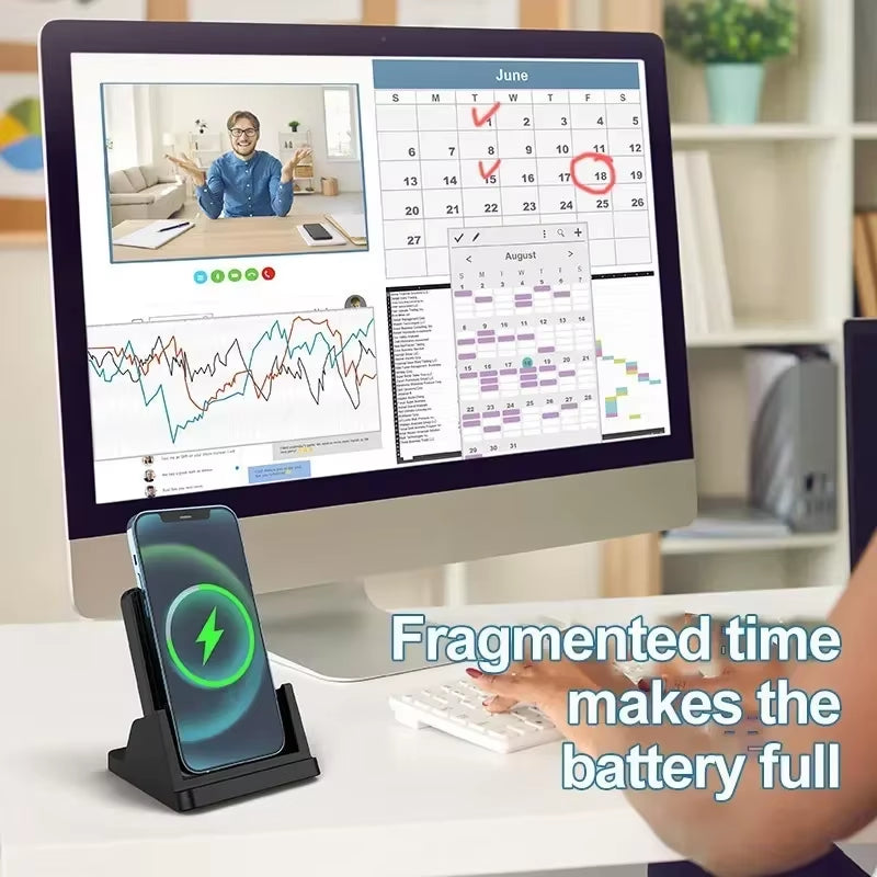 30W Wireless Charger Pad Stand Desktop Ultra-Thin Mobile Phone for Iphone 15 14 13 12 Samsung Xiaomi Fast Charging Dock Station