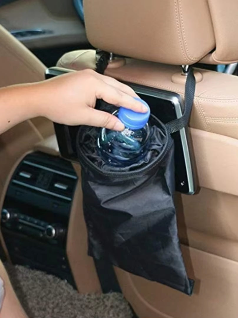 Car Garbage Bin Oxford Cloth Black Auto Trash Bag Hanging Seat Back Storage Bag Trash Can Organizer Car Accessories Interior