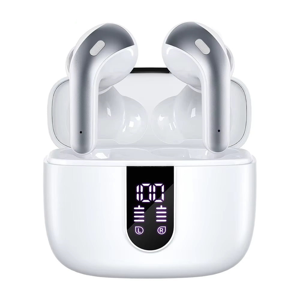 Wireless Bluetooth Earbuds Headphones 52 Hrs Playtime IPX7 Waterproof 4 Mic Call Noise Cancelling with LED Display Charging Case
