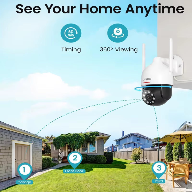 3MP PTZ Wifi Camera Outdoor Wireless Security Dome Camera Motion Detection 2-Way Audio Full Color Night Vision CCTV Camera