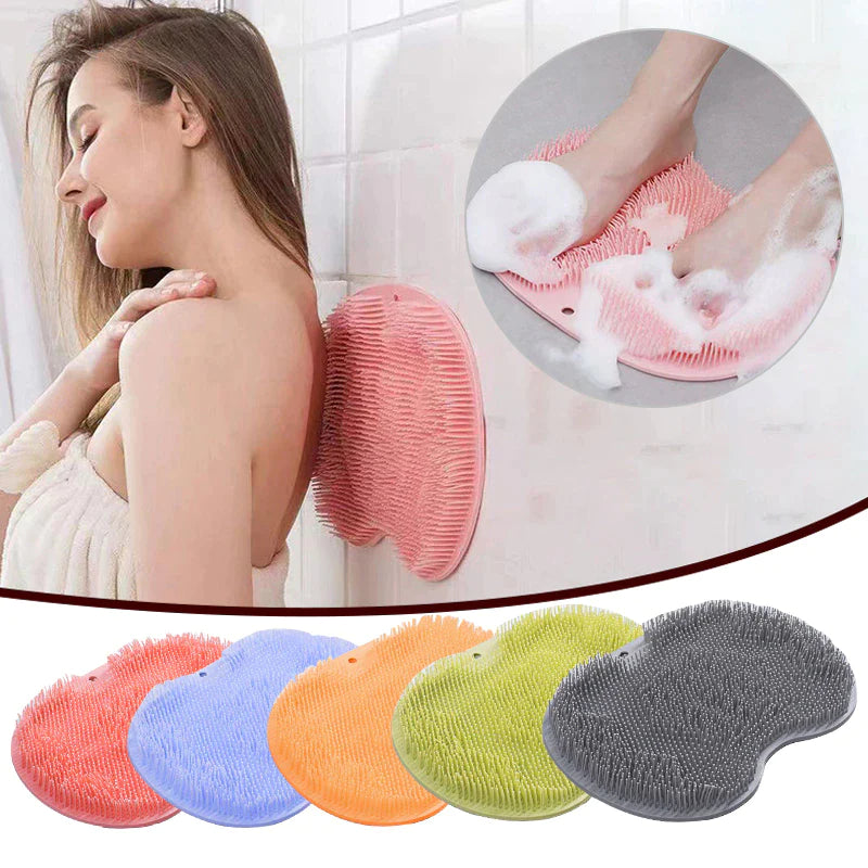 Exfoliating Shower Massage Scraper Bathroom Non-Slip Bath Mat Back Massage Brush Silicone Foot Wash Body Cleaning Bathing Tool