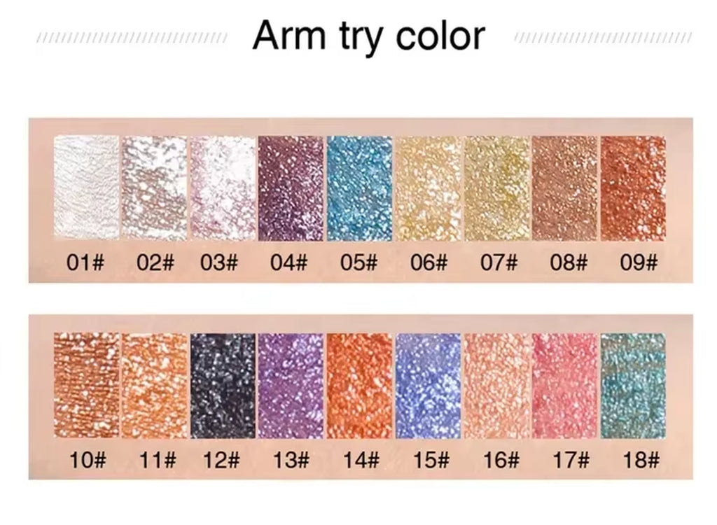 New Make up Liquid Eyeshadow Waterproof Glitter Pigments Purple Gold Metalic Women Beauty Gel Eye Shadow Cream 18 Colors Makeup