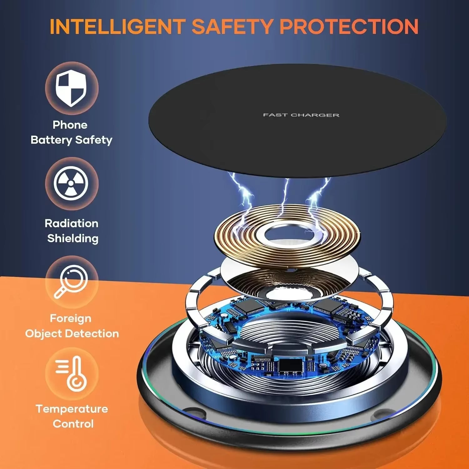 Mini LED Wireless Charger Pad for Iphone 16 15 14 13 12 8 X Pro Max Samsung Xiaomi Induction Fast Charging Dock Station