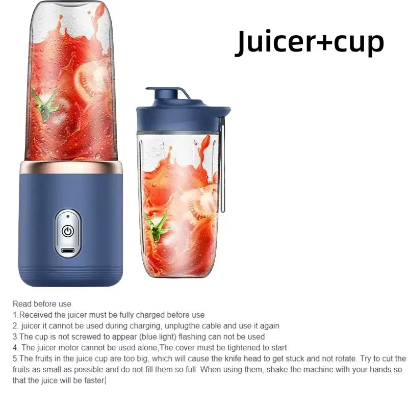 6 Color 400Ml Portable USB Blender Electric Travel Juicer