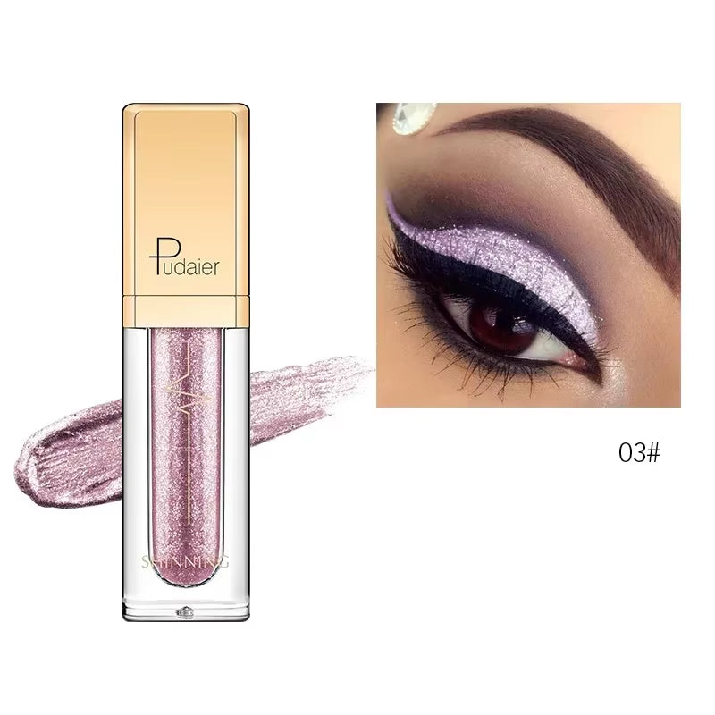New Make up Liquid Eyeshadow Waterproof Glitter Pigments Purple Gold Metalic Women Beauty Gel Eye Shadow Cream 18 Colors Makeup