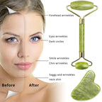 Facial Smooth Beauty Massage Natural Jade Roller Massager Face Liftting Massager Anti-Wrinkle Gua Sha Beauty Skin Care Tool
