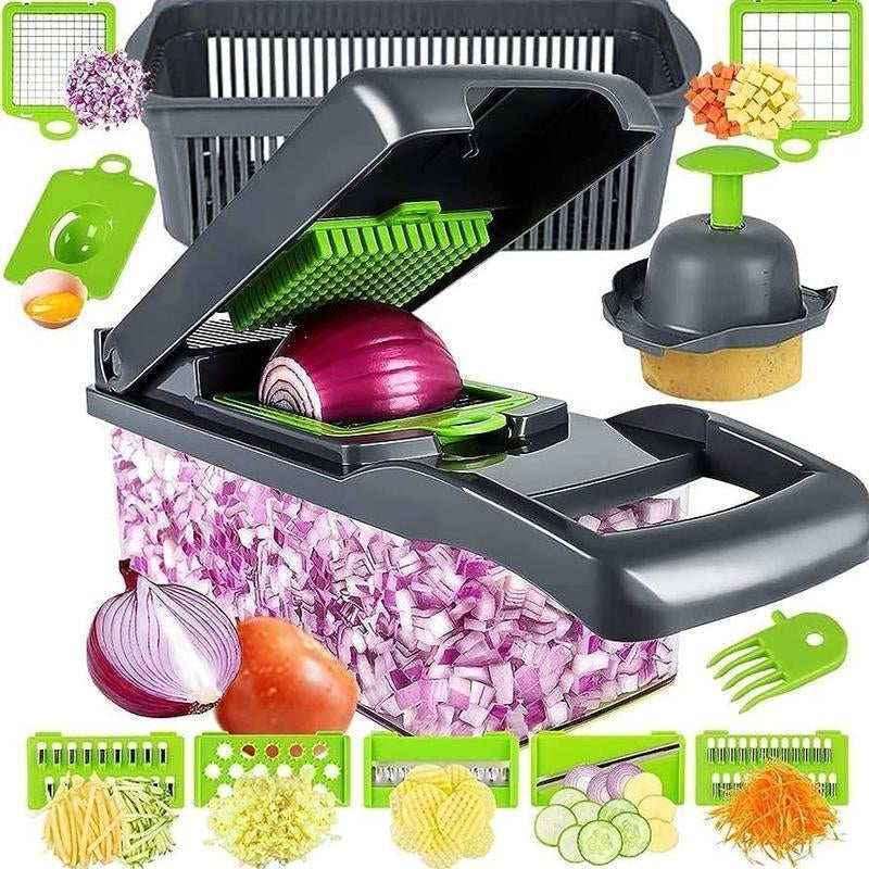 14 in 1 Multifunctional Vegetable Chopper with Blades for Efficient Cutting and Chopping Kitchen Accessories Utensils