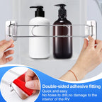 2Pcs RV Shower Corner Storage Bar Adjustable Rust Proof Stainless Steel Bathroom Shelves Organization Rod for Camper Travel
