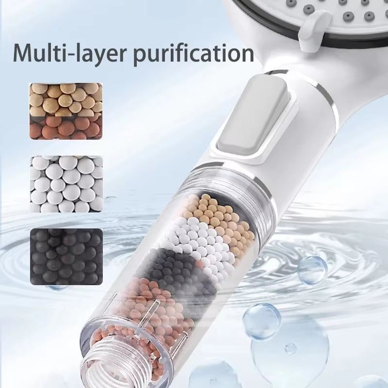 5 Modes High Pressure Shower Head anti Limestone Filter Hygienic Remove Calcario Shower with Holder and Hose Bath Accessories