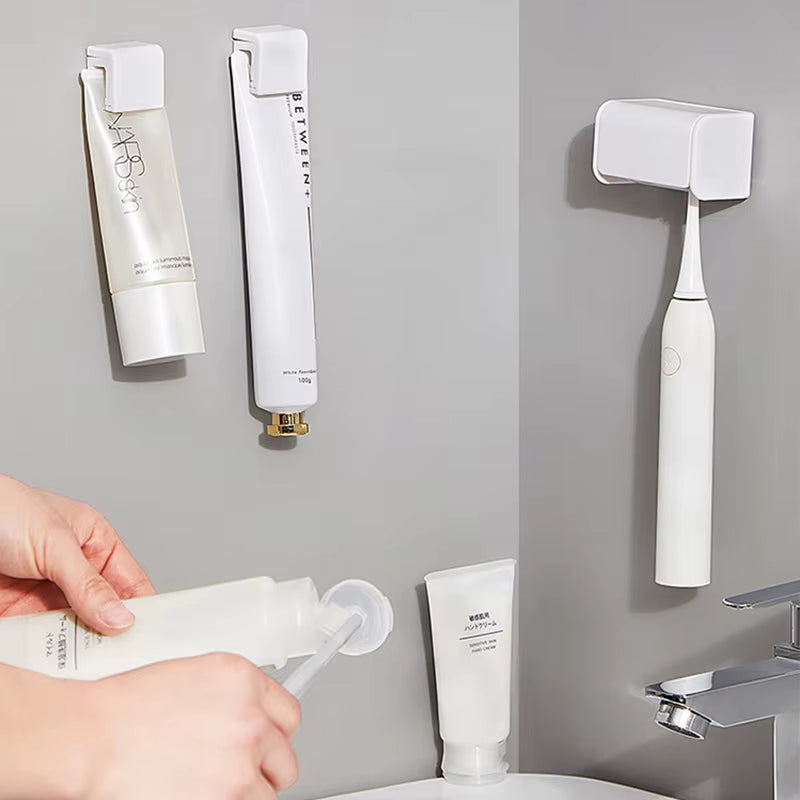 Punch-Free Wall-Mounted Toothbrush Holder Toothpaste Storage Rack Bath Organizer Bathroom Accessories