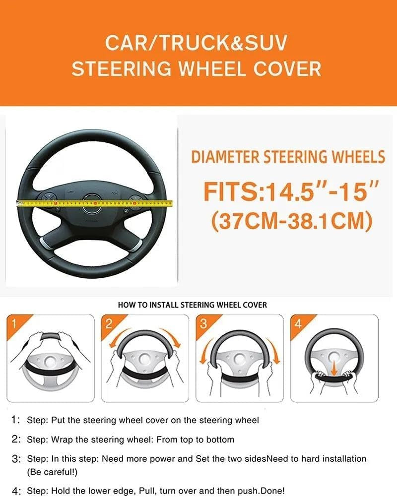 Steering Wheel Covers PU Embossed Three-Dimensional 37-38CM Car Accessories Car Steering Wheel Cover without Inner Ring Comfortable Soft Car Steering Wheel Cover