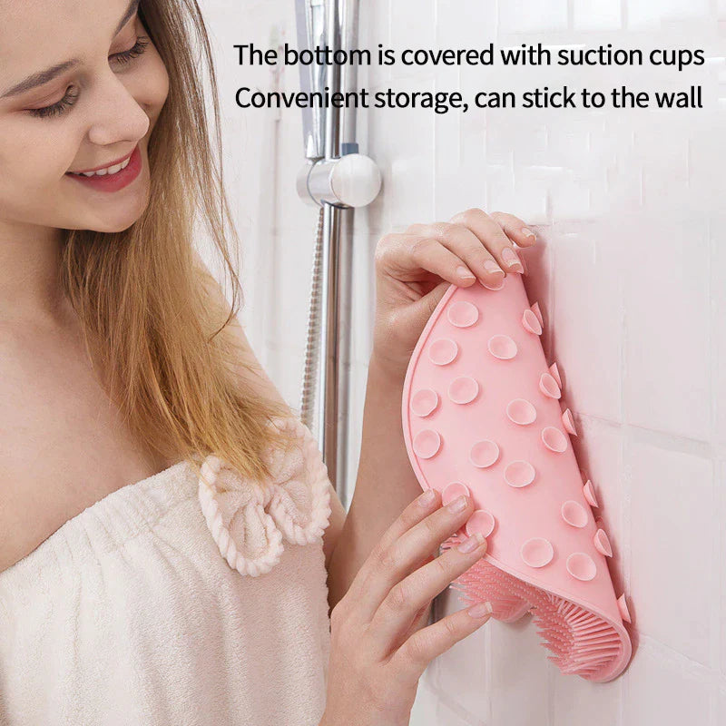 Exfoliating Shower Massage Scraper Bathroom Non-Slip Bath Mat Back Massage Brush Silicone Foot Wash Body Cleaning Bathing Tool