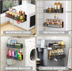 Magnetic Spice Rack Set for Refrigerator - 2 Pack with Adjustable Hooks for Kitchen Organization and Storage