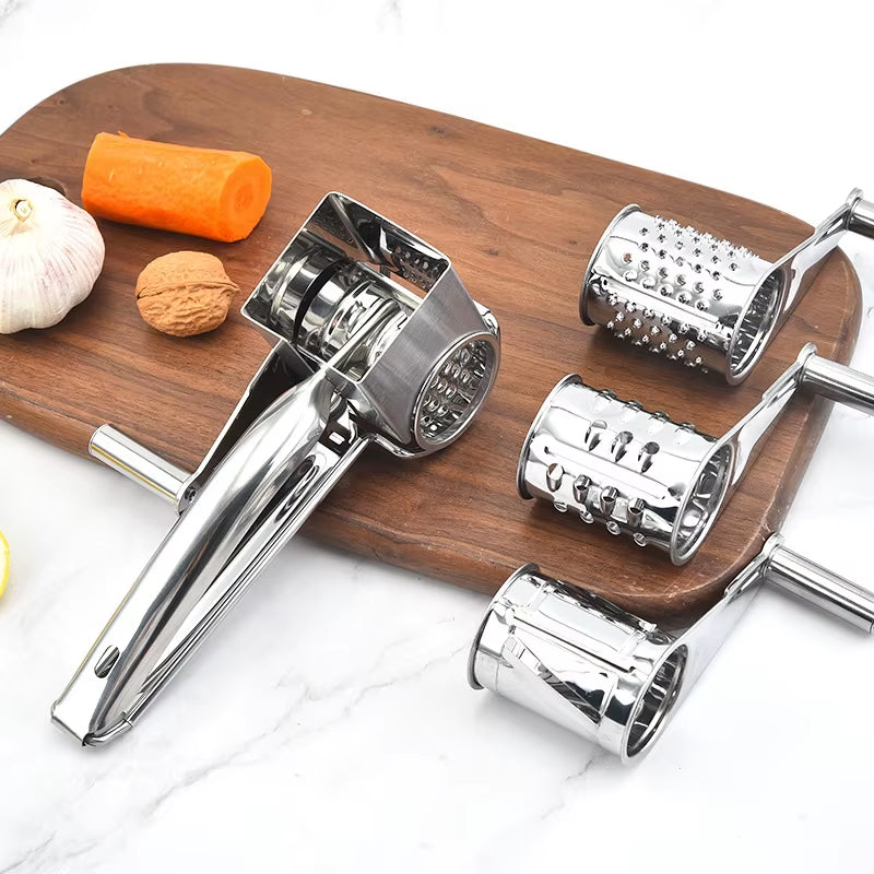 4 Drums Blades Rotary Cheese Grater Stainless Steel Cheese Slicer Shredder Butter Cutter Kitchen Gadgets