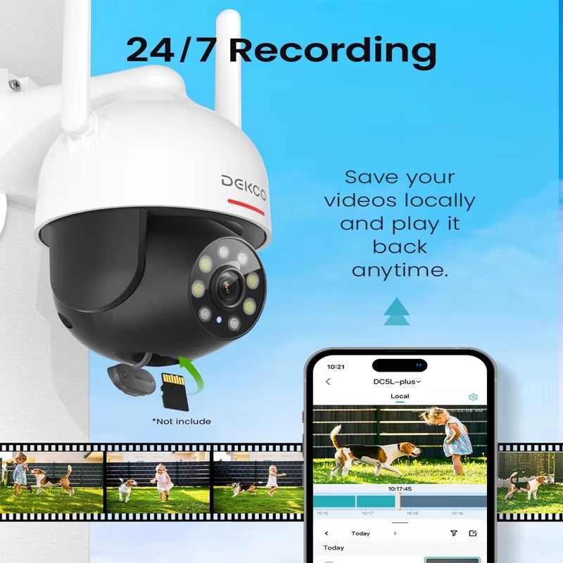 3MP PTZ Wifi Camera Outdoor Wireless Security Dome Camera Motion Detection 2-Way Audio Full Color Night Vision CCTV Camera