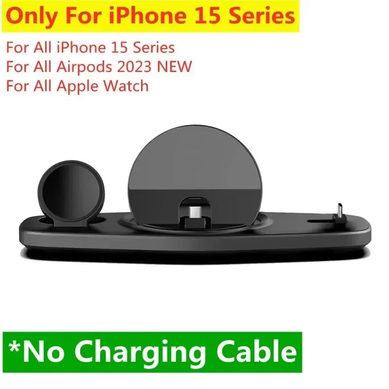 Wireless Charger 3 in 1 Stand Desktop Mobile Phone Chargers for Iphone 15 14 13 12 Max Pro Apple Watch9/8/7 Airpod Fast Charging