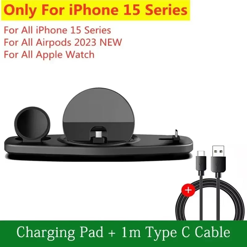 Wireless Charger 3 in 1 Stand Desktop Mobile Phone Chargers for Iphone 15 14 13 12 Max Pro Apple Watch9/8/7 Airpod Fast Charging