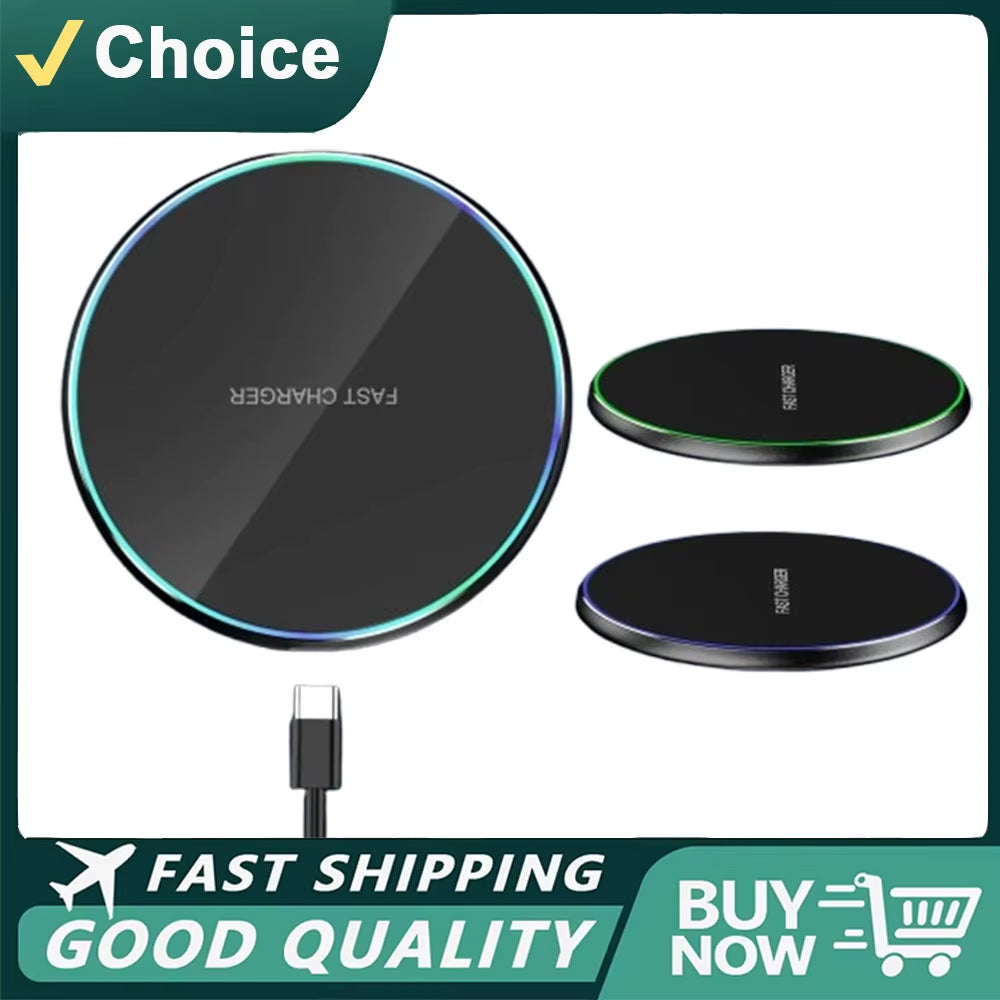 Mini LED Wireless Charger Pad for Iphone 16 15 14 13 12 8 X Pro Max Samsung Xiaomi Induction Fast Charging Dock Station