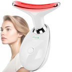 Neck Face Beauty Device Face Massager, Skin Care Facial Massager 3 in 1 Portable Face Toning Devices for Skintightening & Neck Lifting, EMS Care Massage Heating Equipment,7 Color Led 3 Modes