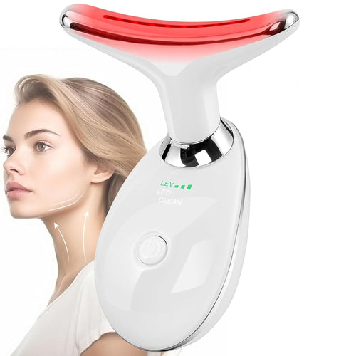 Neck Face Beauty Device Face Massager, Skin Care Facial Massager 3 in 1 Portable Face Toning Devices for Skintightening & Neck Lifting, EMS Care Massage Heating Equipment,7 Color Led 3 Modes