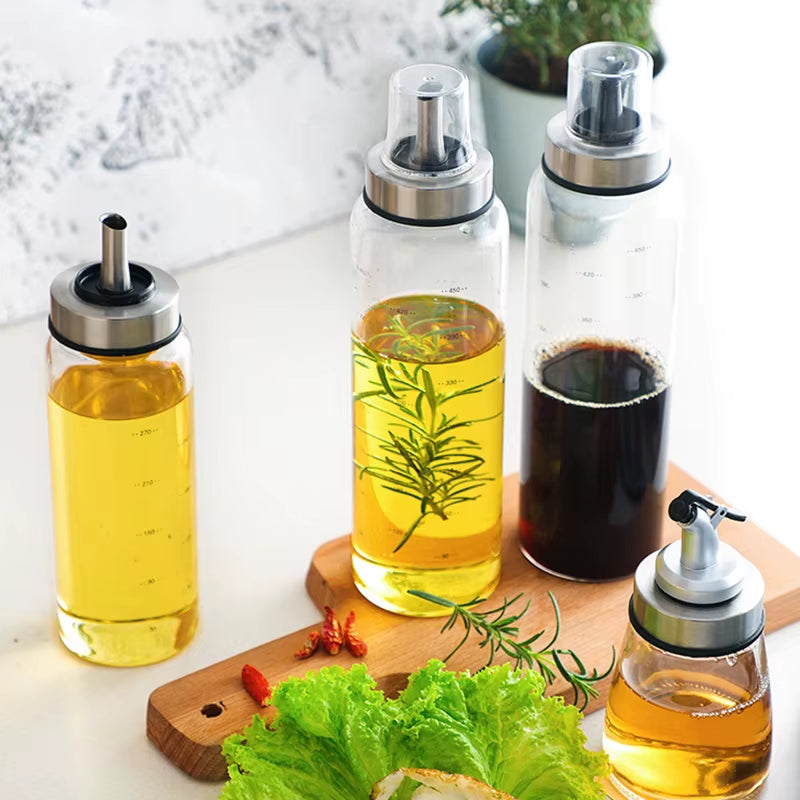 Durable High Borosilicate Glass Oil Bottle Soy Sauce Jar Vinegar Pot Leak-Proof Seasoning Storage Bottle Kitchen Gadgets