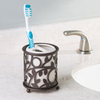 Idesign Vine Bathroom Countertop Toothbrush Holder, Vanilla/Bronze