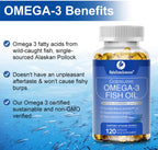**New**Premium Omega 3 Fish Oil Max Strength 3600Mg Boost Heart Health, Brain Function, and Joint Mobility High EPA 1296Mg & DHA 864Mg Essential Fatty Acids for Optimal Wellness