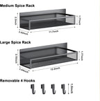 Magnetic Spice Rack Set for Refrigerator - 2 Pack with Adjustable Hooks for Kitchen Organization and Storage
